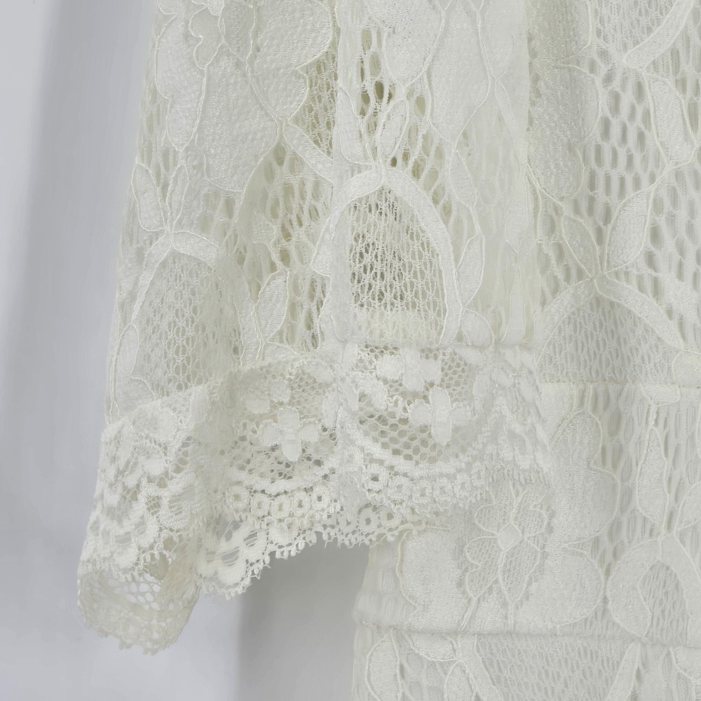 NWT Pinup Fashion Dress Womens 18W Lace Ivory 3/4 Sleeve Side Zip Wedding - Picture 4 of 13